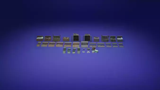 Low Poly Weapon And Container Assets Low-poly 3D model