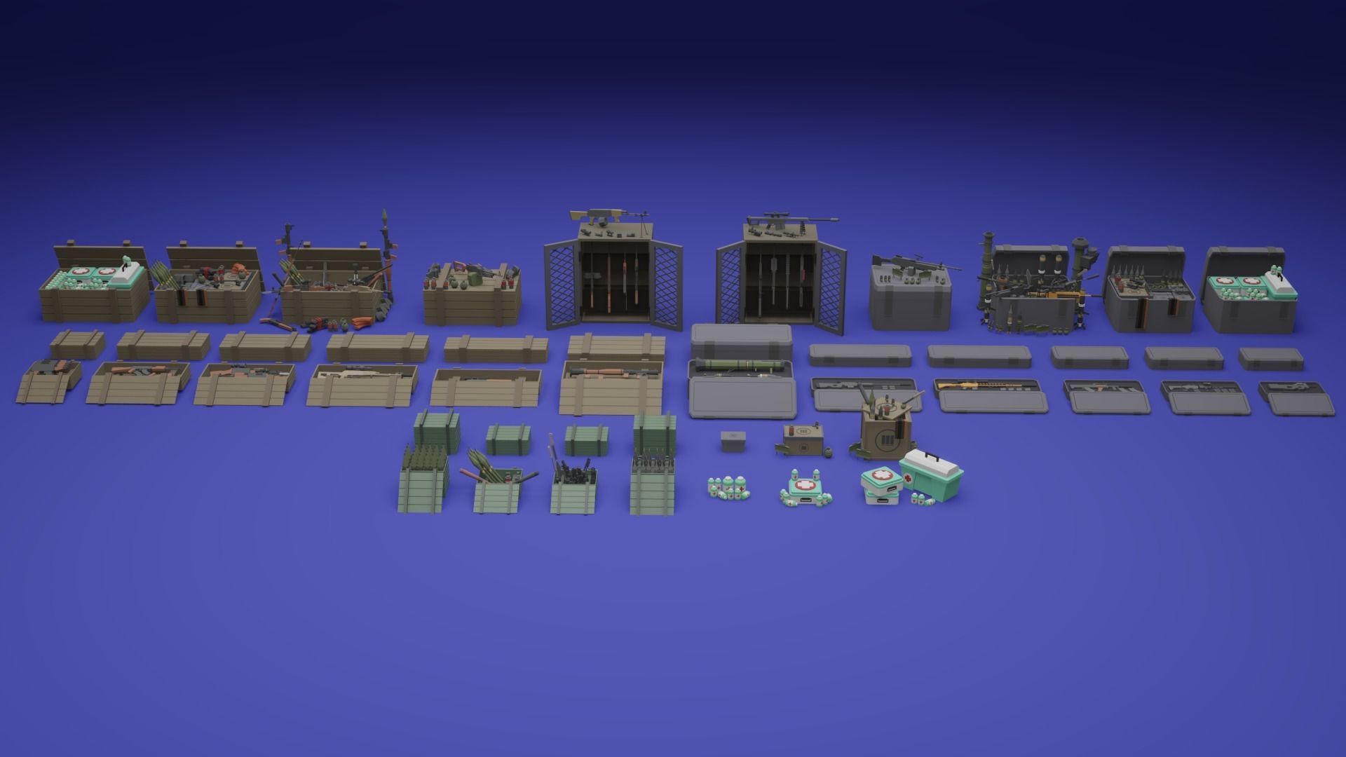 Low Poly Weapon And Container Assets Low-poly 3D model_1