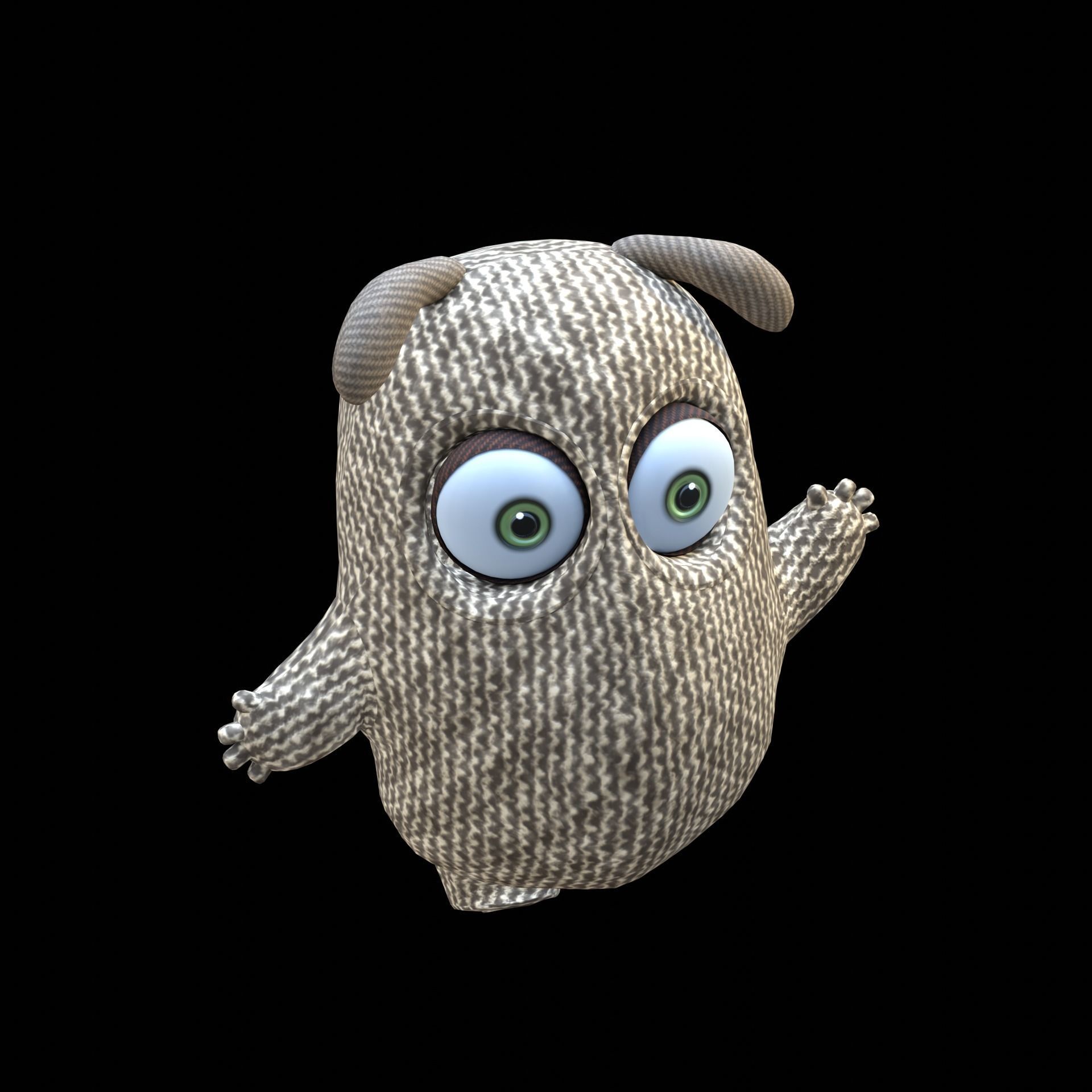 Cute Cloth Monster Low-poly 3D model_27