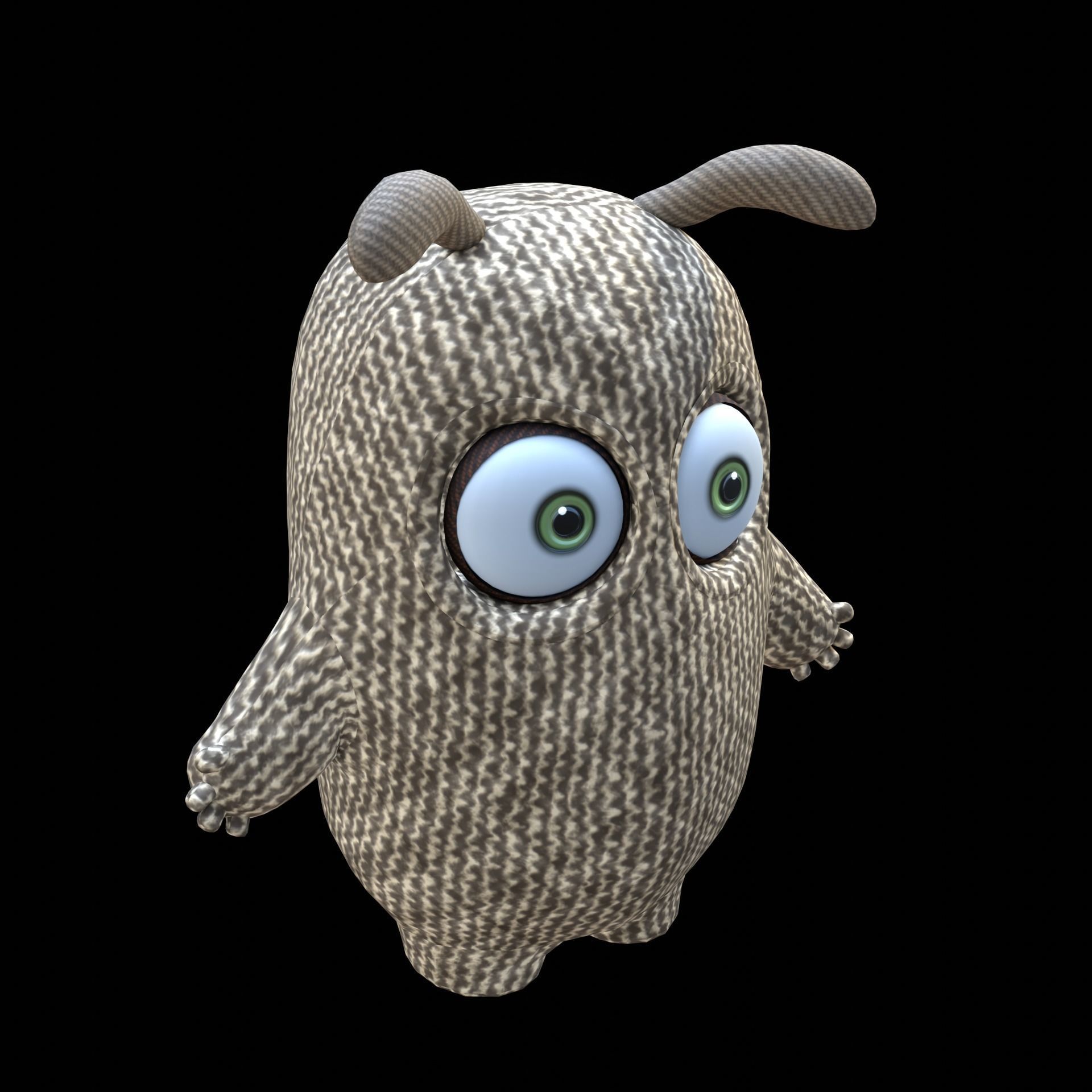 Cute Cloth Monster Low-poly 3D model_7