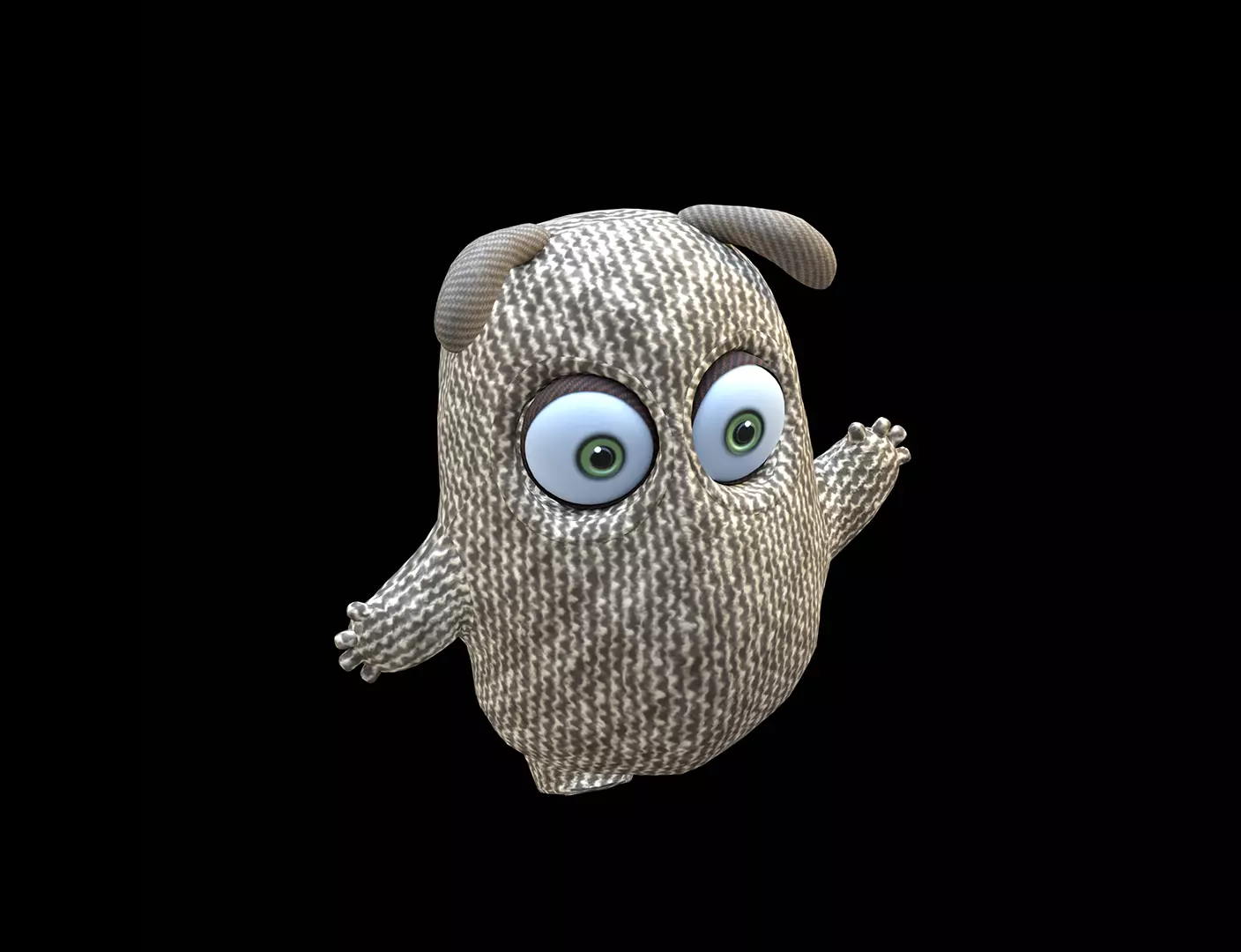 Cute Cloth Monster Low-poly 3D model_0