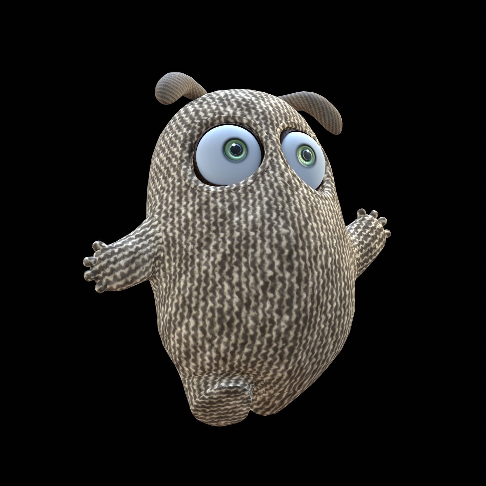 Cute Cloth Monster Low-poly 3D model_2