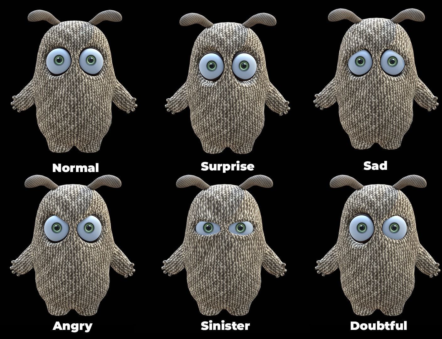 Cute Cloth Monster Low-poly 3D model_4