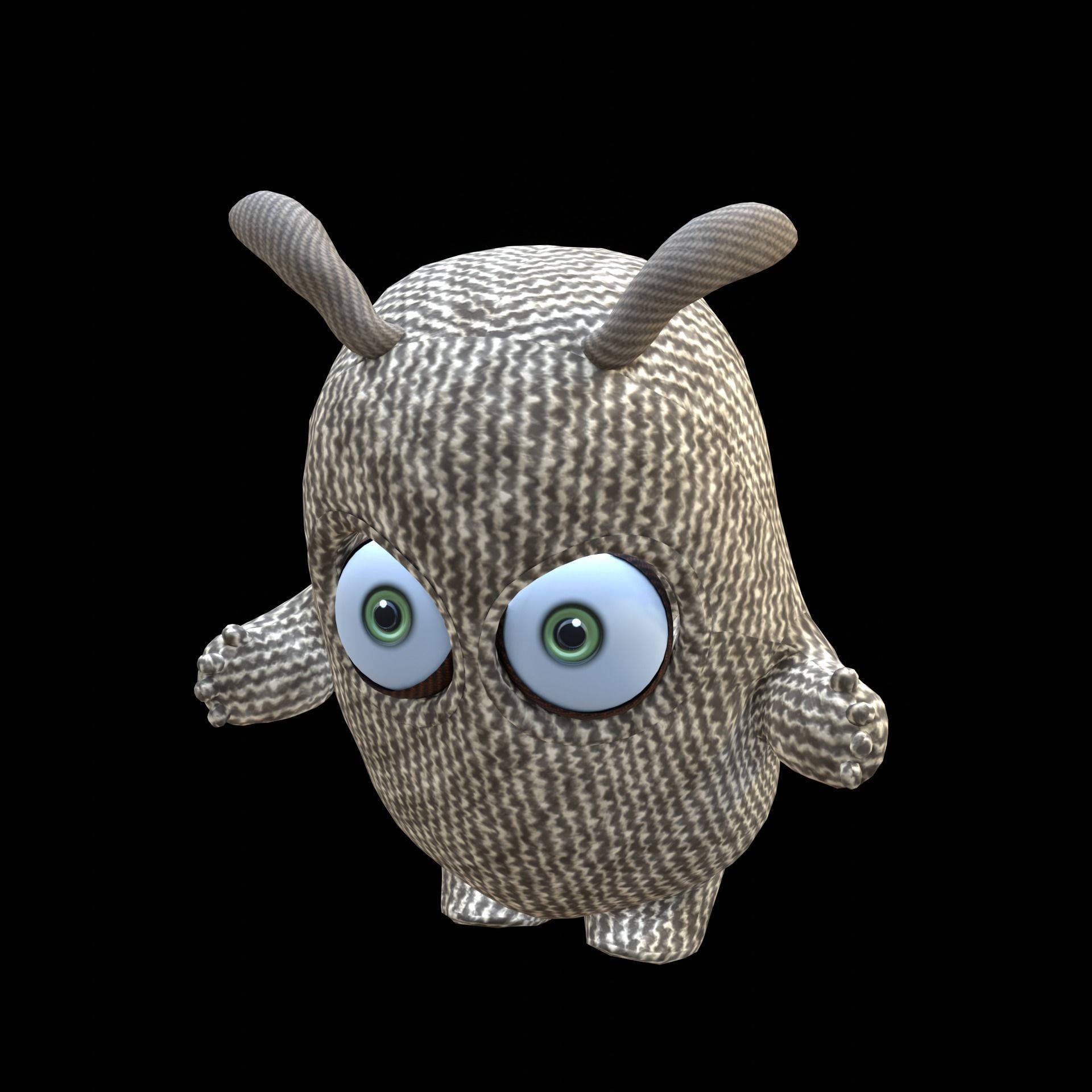 Cute Cloth Monster Low-poly 3D model_3