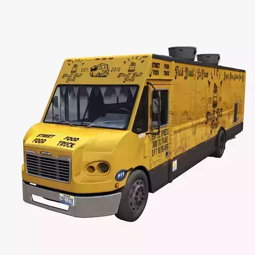 Street foodtruck Freightliner MT55 Low-poly 3D model