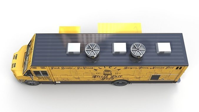 Street foodtruck Freightliner MT55 Low-poly 3D model 6