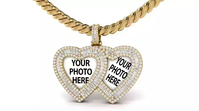 Double Heart Photo Pendant 
