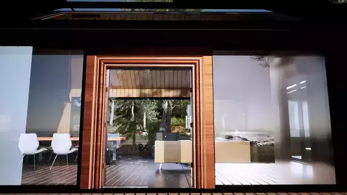 Wooden Door with Full Glass Frame Low-poly 3D model