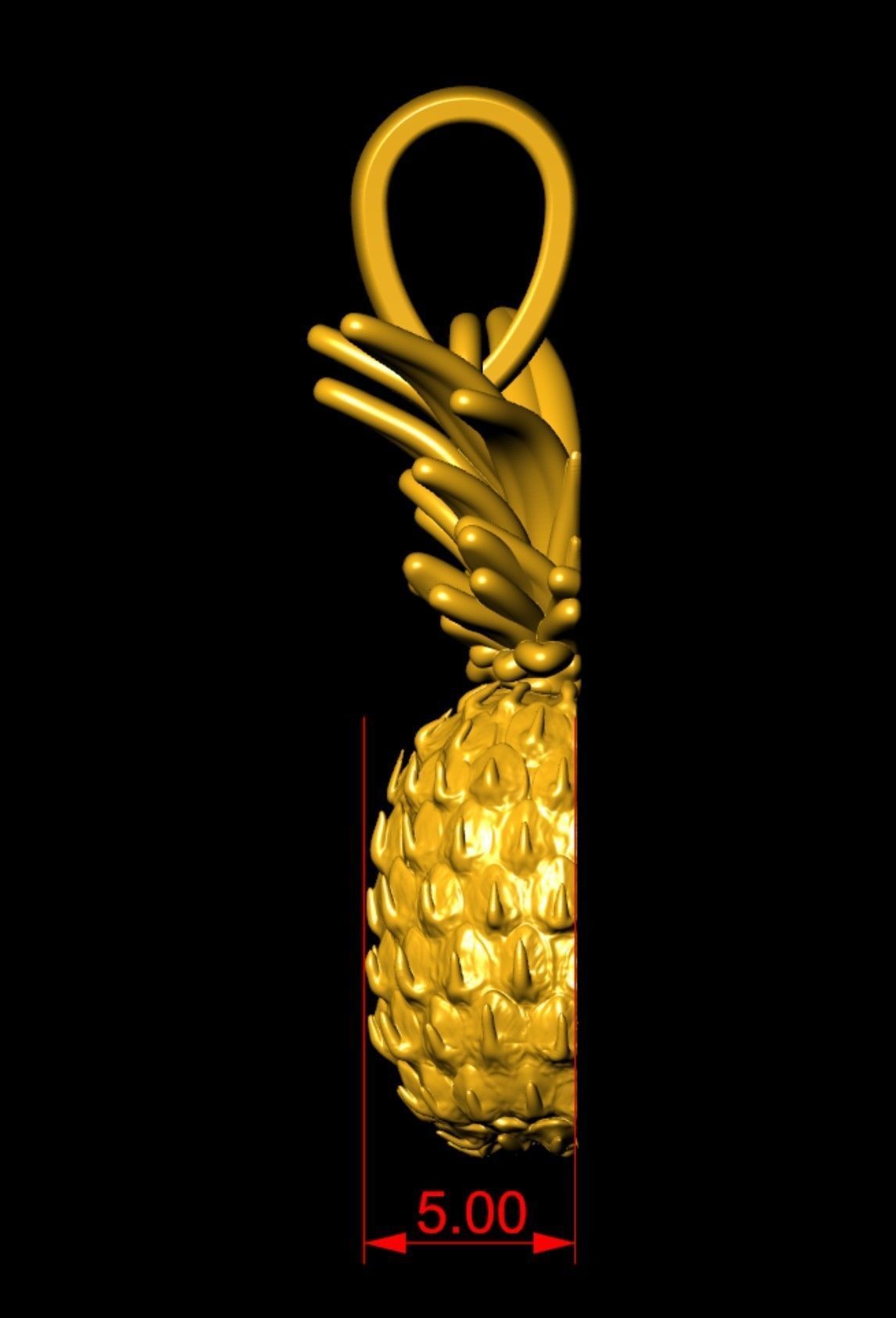 Gold  Pineapple Pendant  3D print model_7