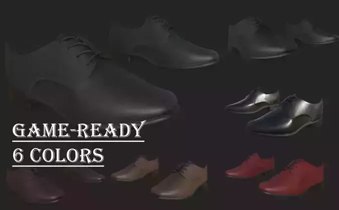 Men shoes in different colors game ready model