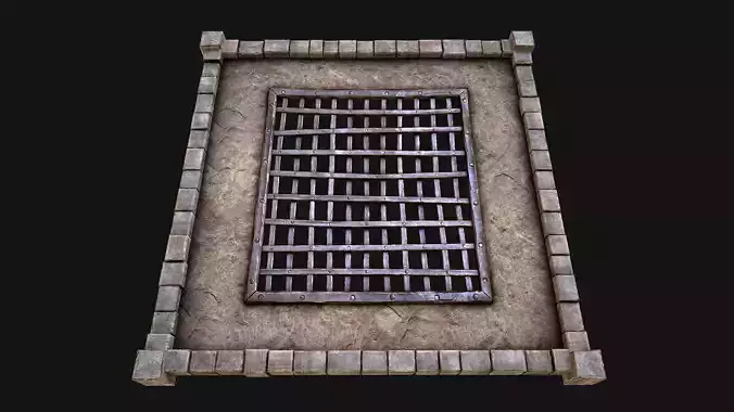 Medieval Castle Roof with Prison Bars Low-poly 3D model