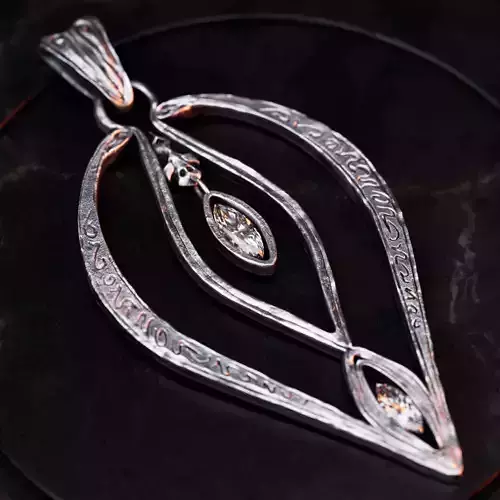 High-poly  and low-poly old silver pendant