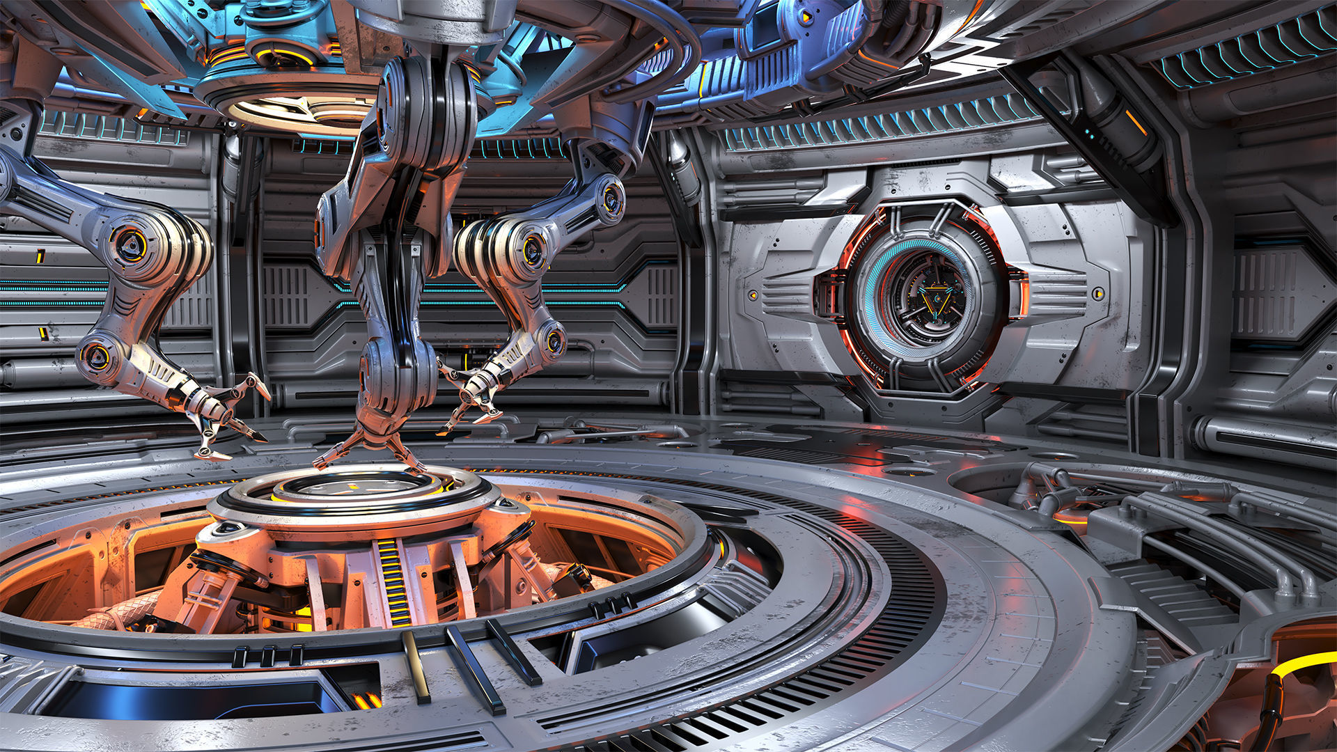 Sci-Fi Construction Lab - Rigged   3D model_1