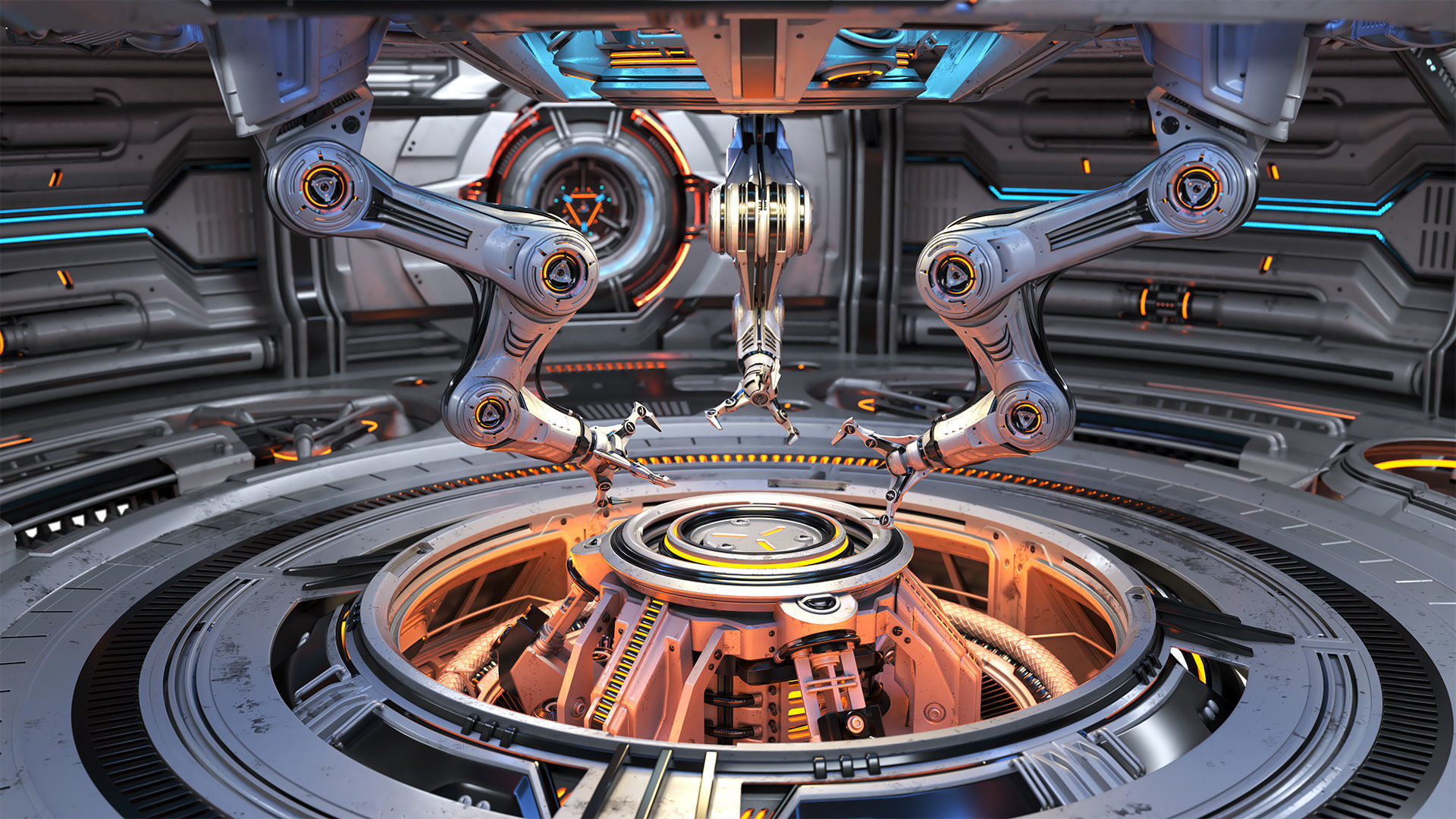 Sci-Fi Construction Lab - Rigged   3D model_2