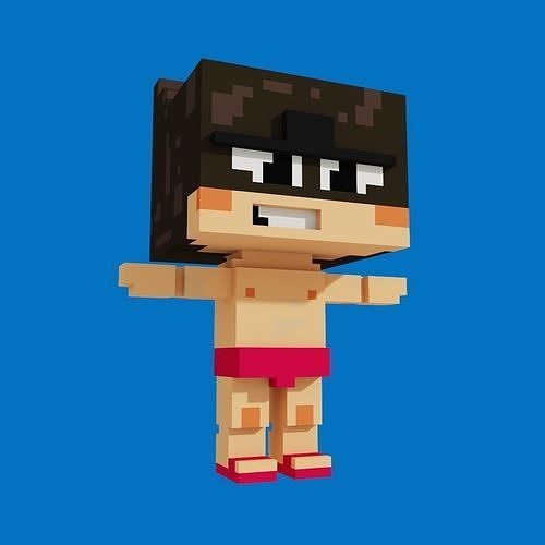 Batman minecraft girl in bikini 3D model