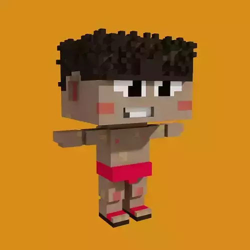 Falcon pixelated boy in shorts 3D model