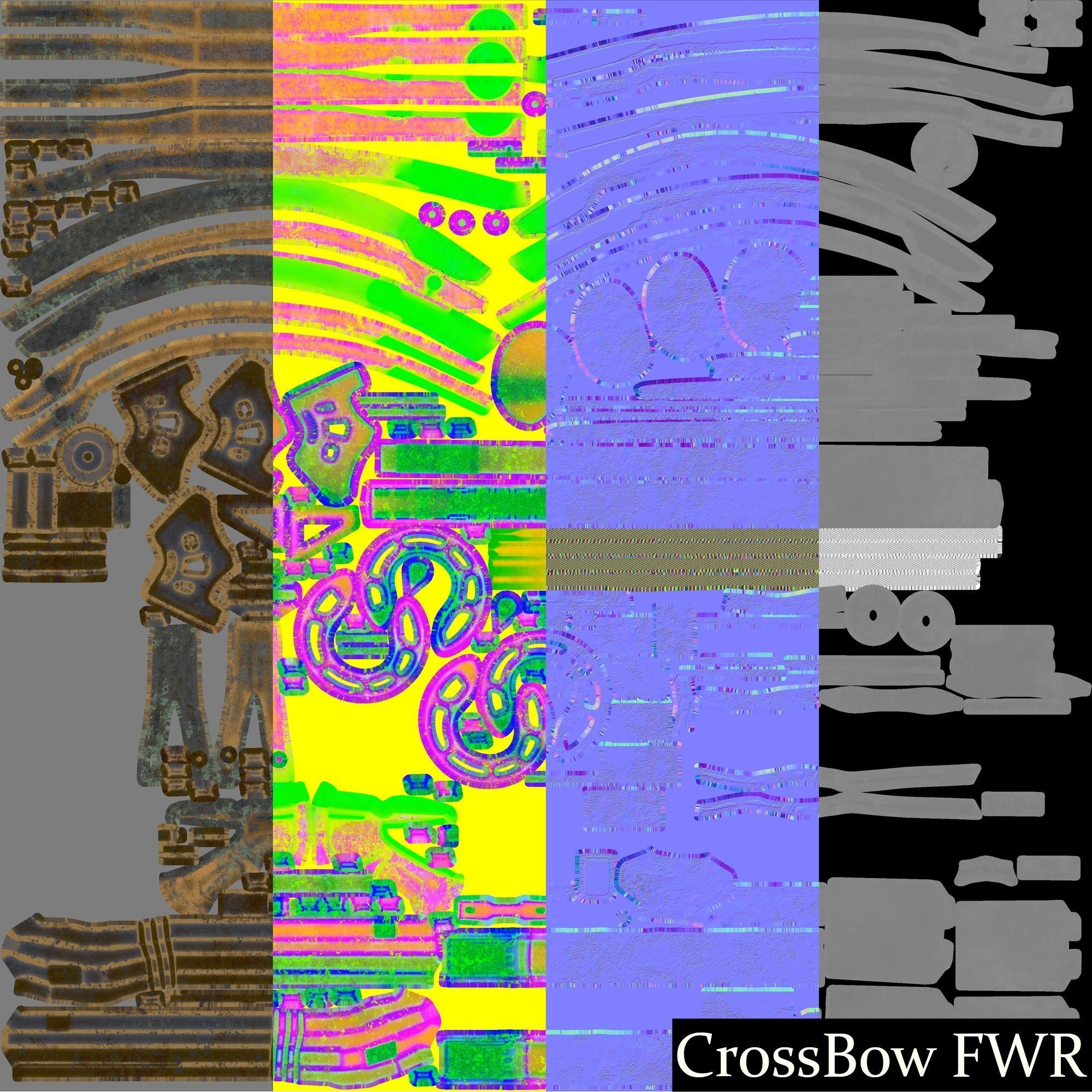 Crossbow - Golden Rusted Low-poly 3D model_9