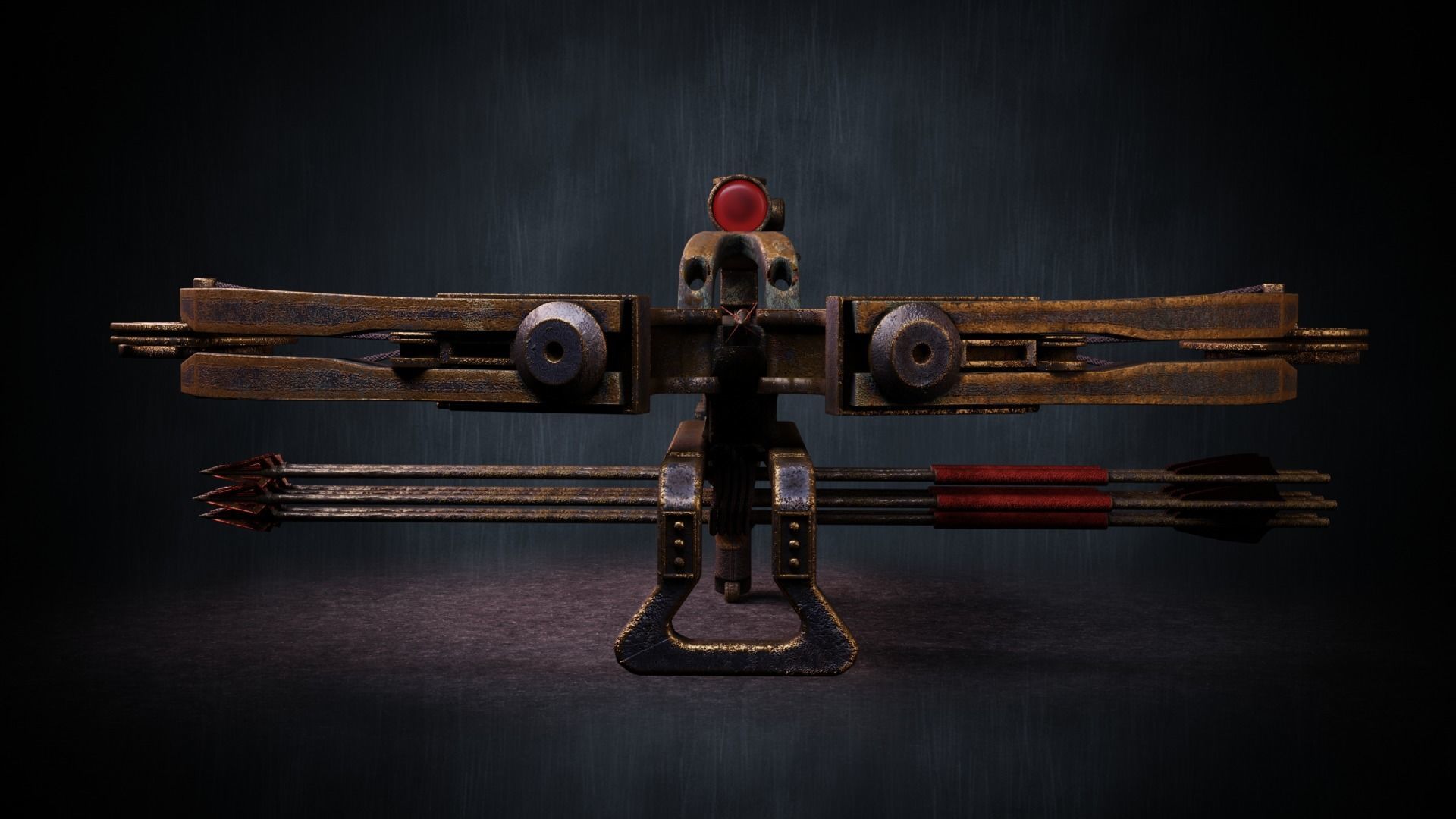 Crossbow - Golden Rusted Low-poly 3D model_3