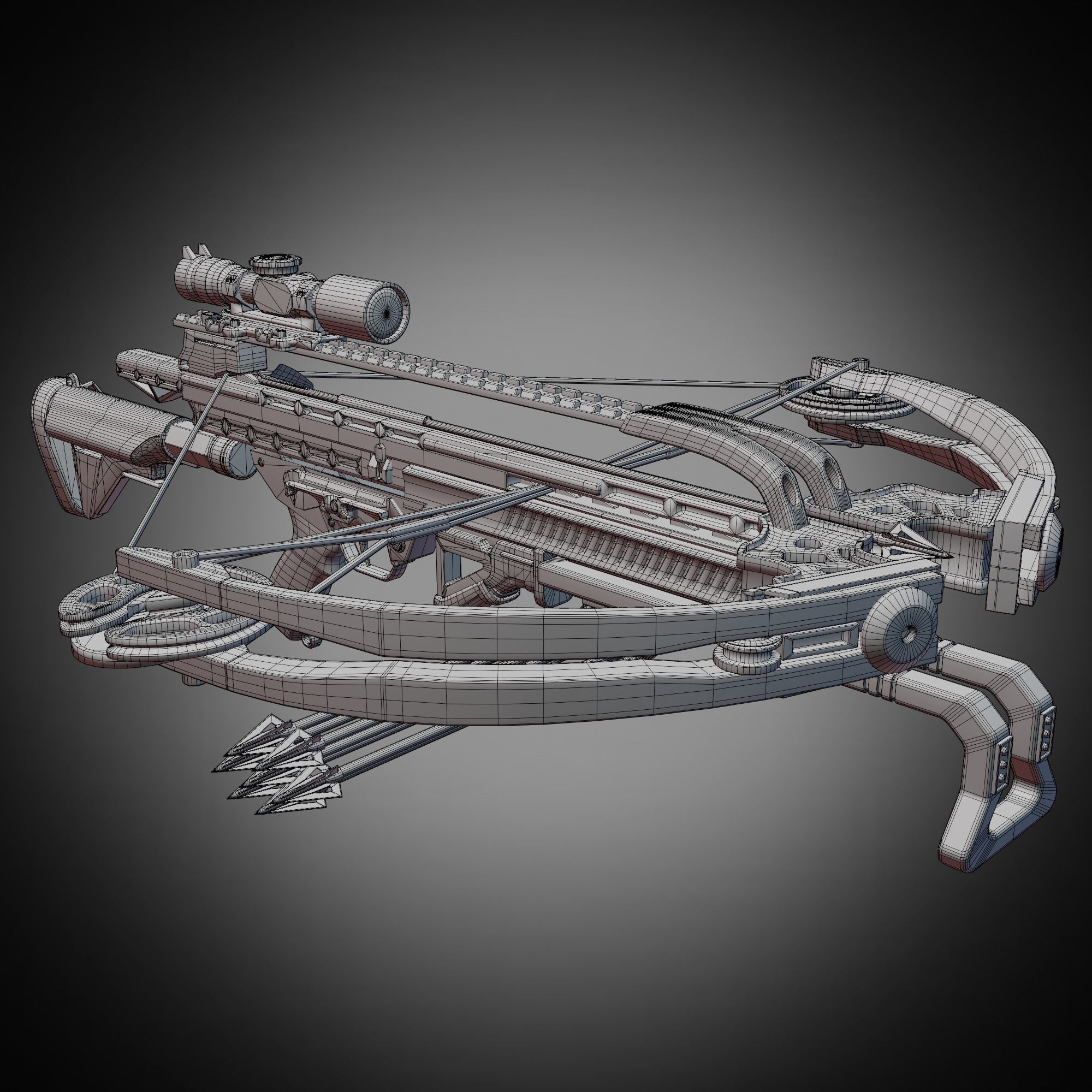 Crossbow - Golden Rusted Low-poly 3D model_7