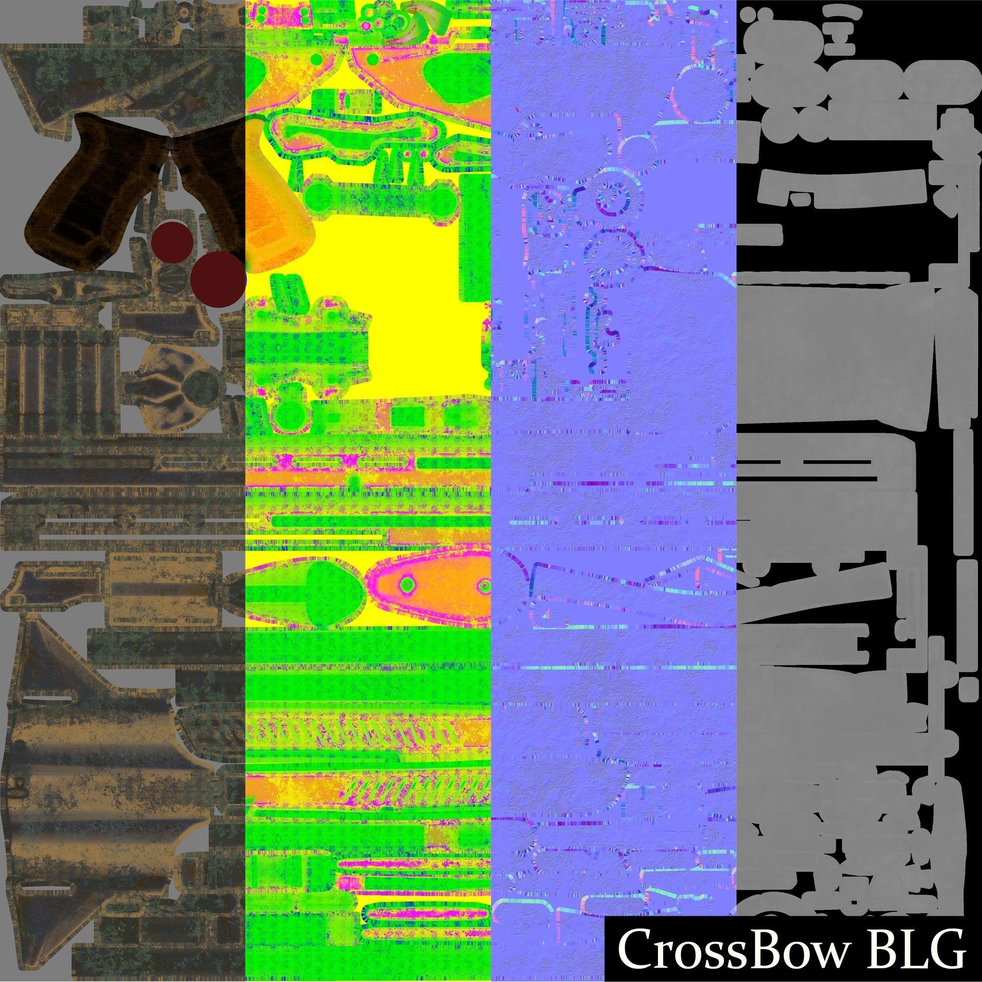 Crossbow - Golden Rusted Low-poly 3D model_10