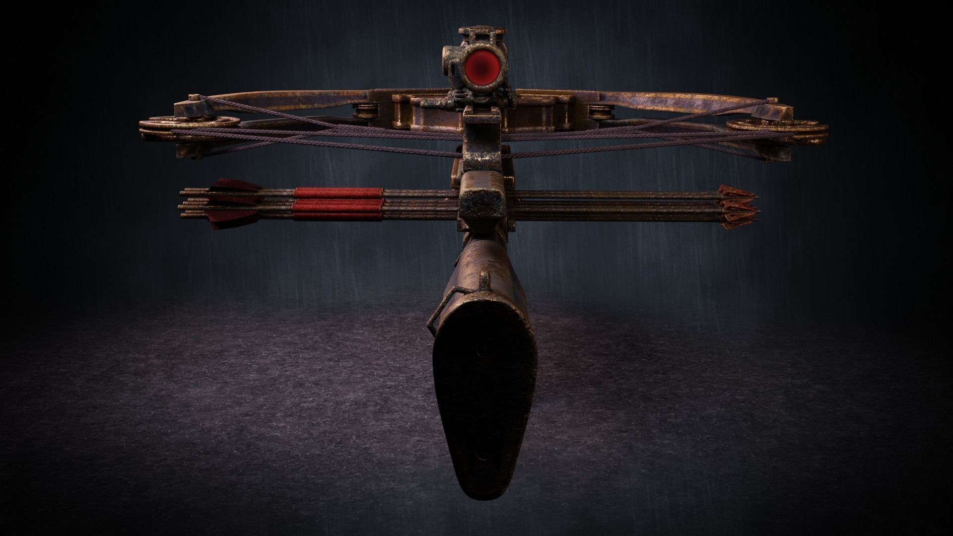 Crossbow - Golden Rusted Low-poly 3D model_4