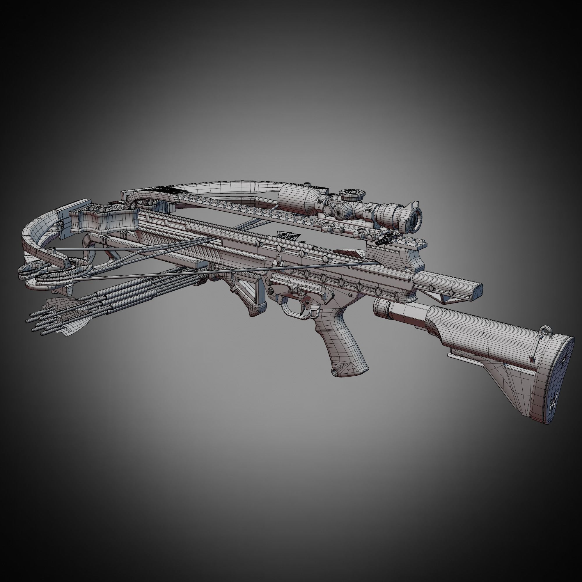 Crossbow - Golden Rusted Low-poly 3D model_8