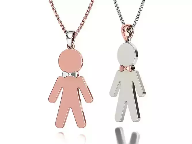 Boy Pendant Id Necklace Children Name Pendant Necklace  3D print model