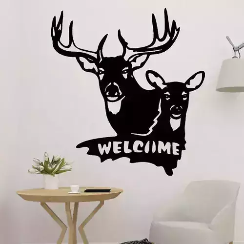 DEER PANEL WELCOME DECOR 3D print model