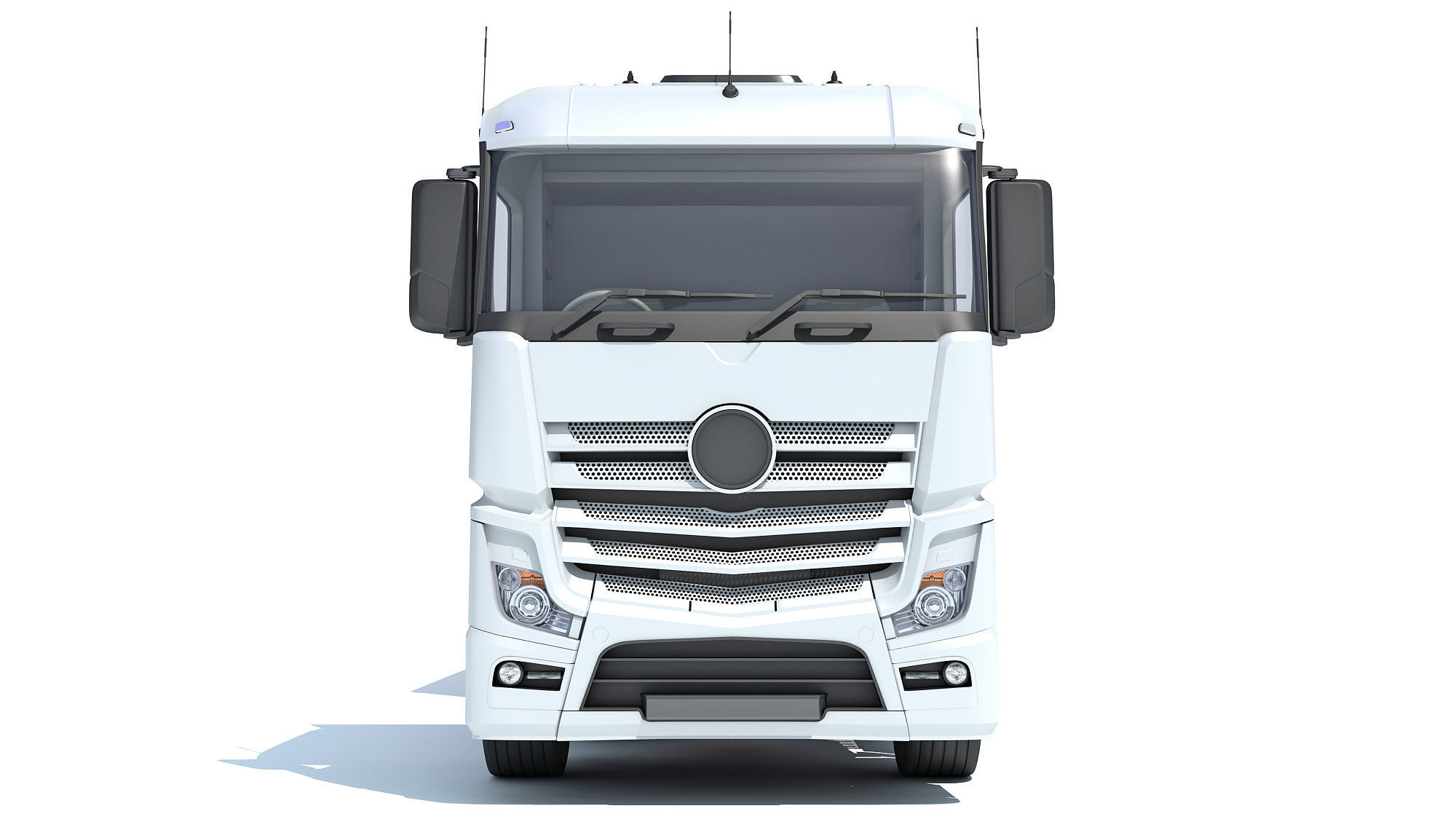 Truck with Animal Transporter Trailer 3D model_10