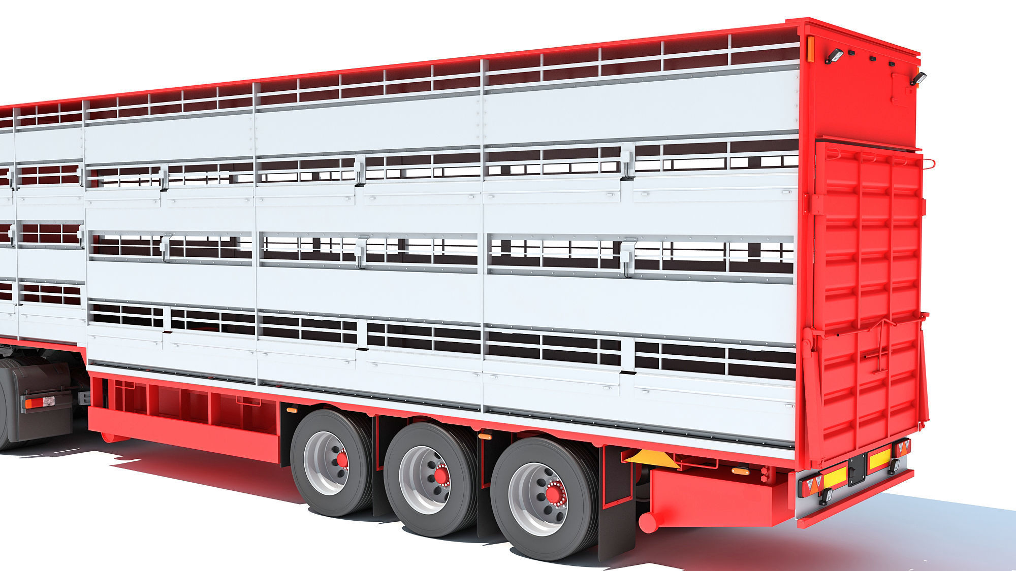 Truck with Animal Transporter Trailer 3D model_15