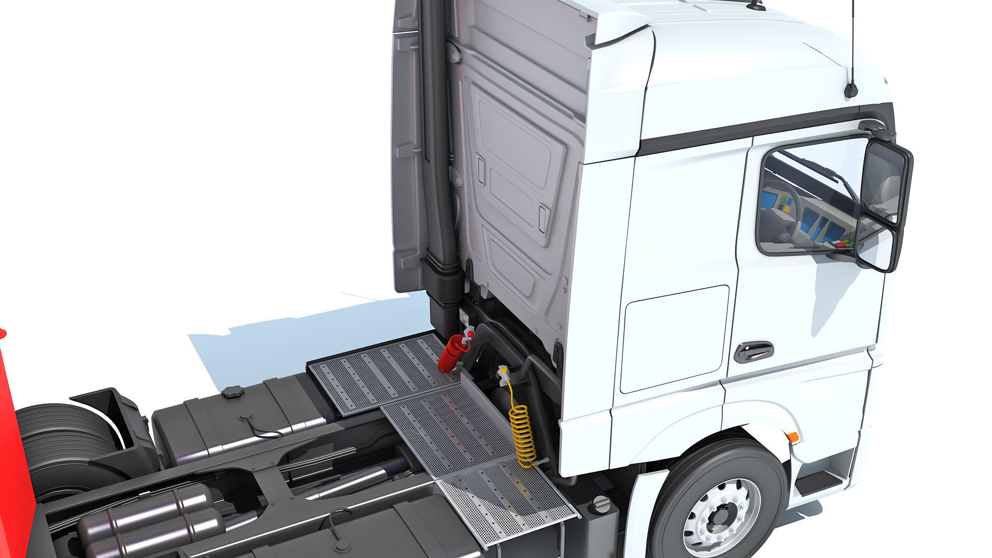 Truck with Animal Transporter Trailer 3D model_14