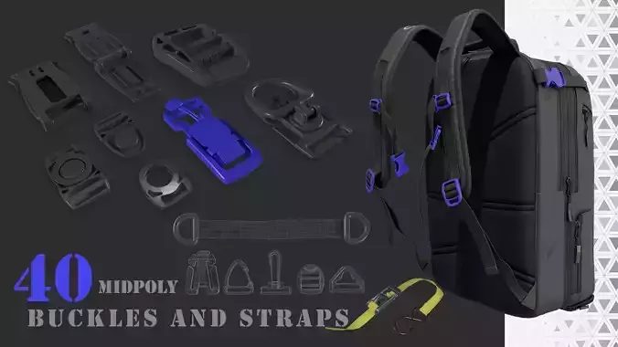 Buckle  and straps Low-poly 3D model