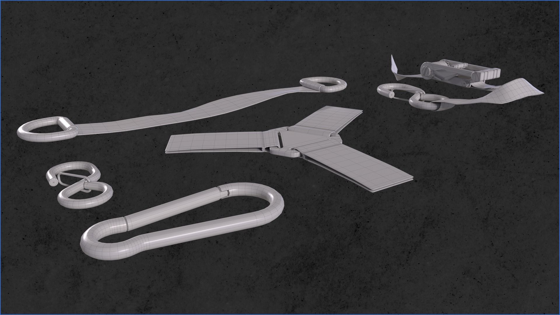 Buckle  and straps Low-poly 3D model_9