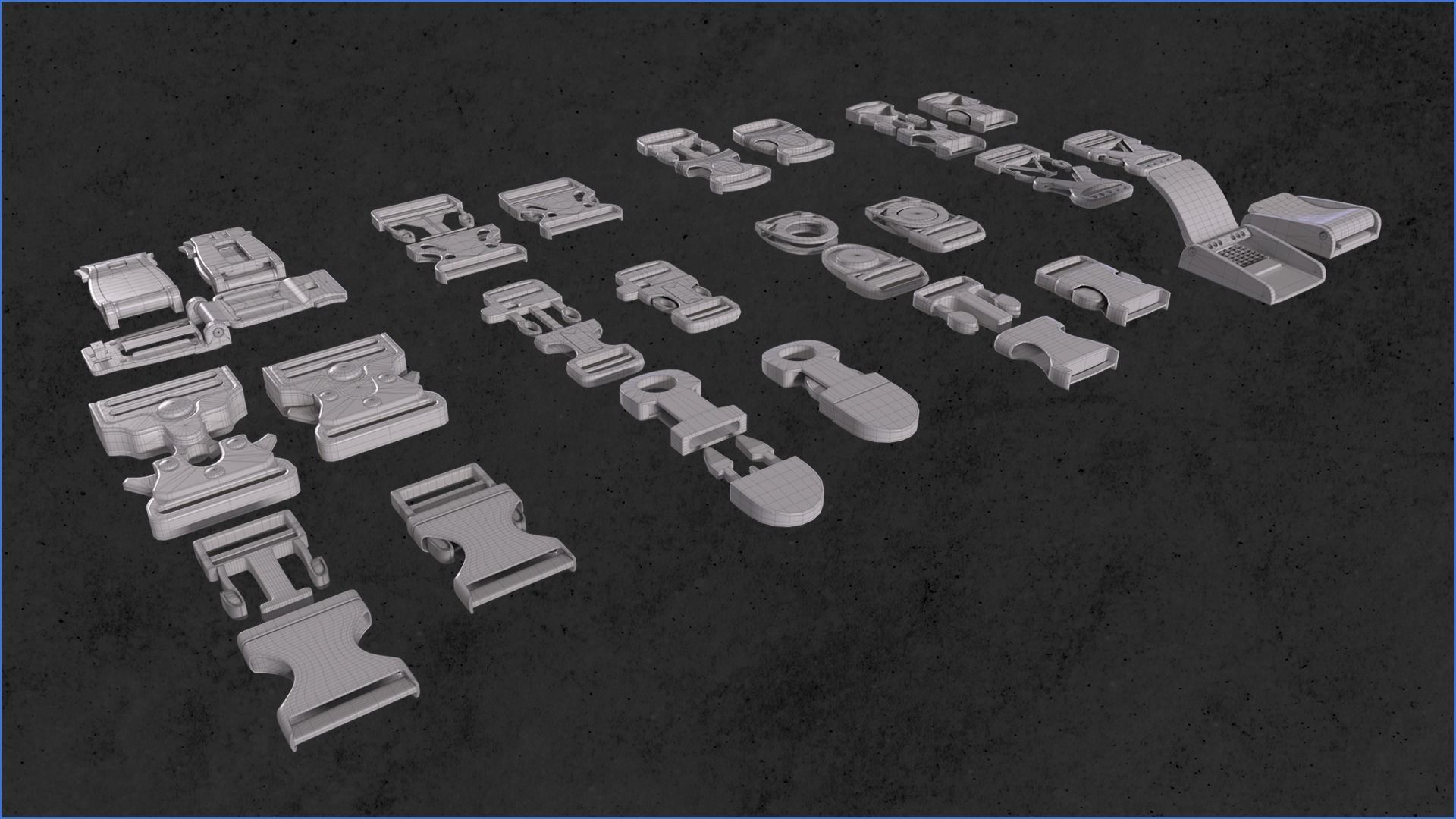 Buckle  and straps Low-poly 3D model_6