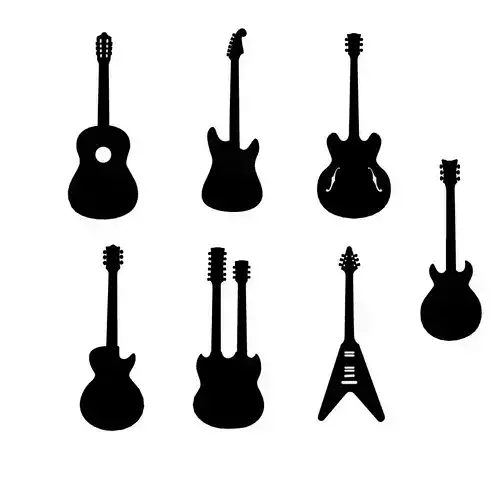 7 Different 2D Music Guitars Art 3D print model