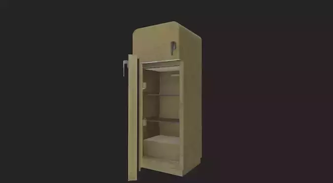Old dirty vintage metal kitchen fridge 3d model