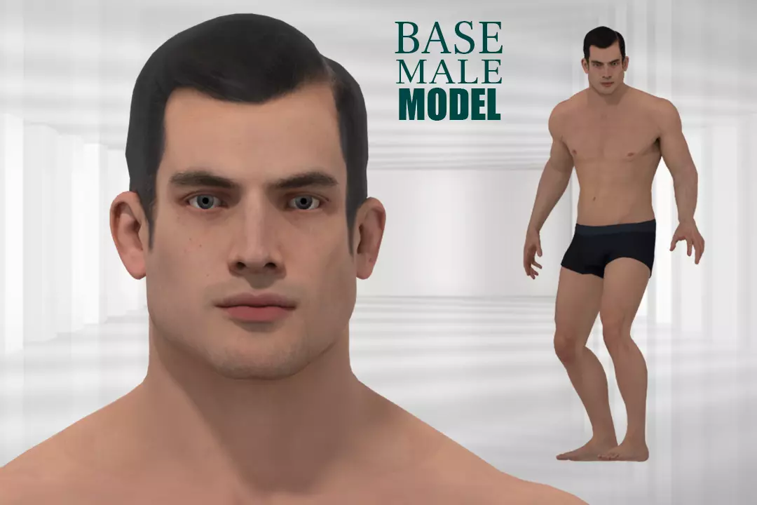 Male Base Mesh Character Low-poly 3D model
