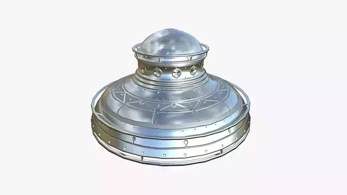 Alien Spaceship UFO F02 Aluminum - Sci Fi Spacecraft Design Low-poly 3D model