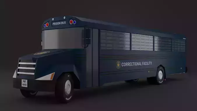 Police Correctional  Bus Facility LowPoly 3D Model 3D model
