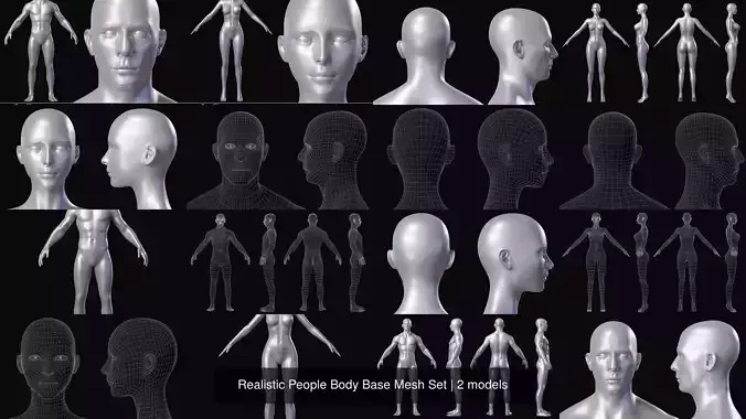 Realistic People Body Base Mesh Set