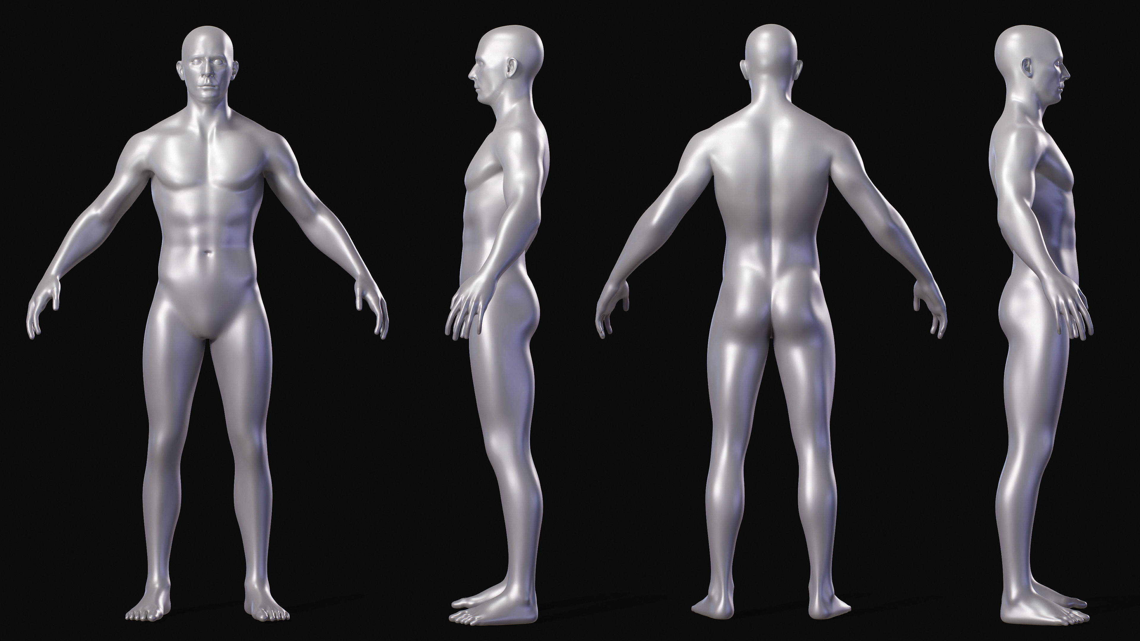 Realistic People Body Base Mesh Set 3D Model Collection_7