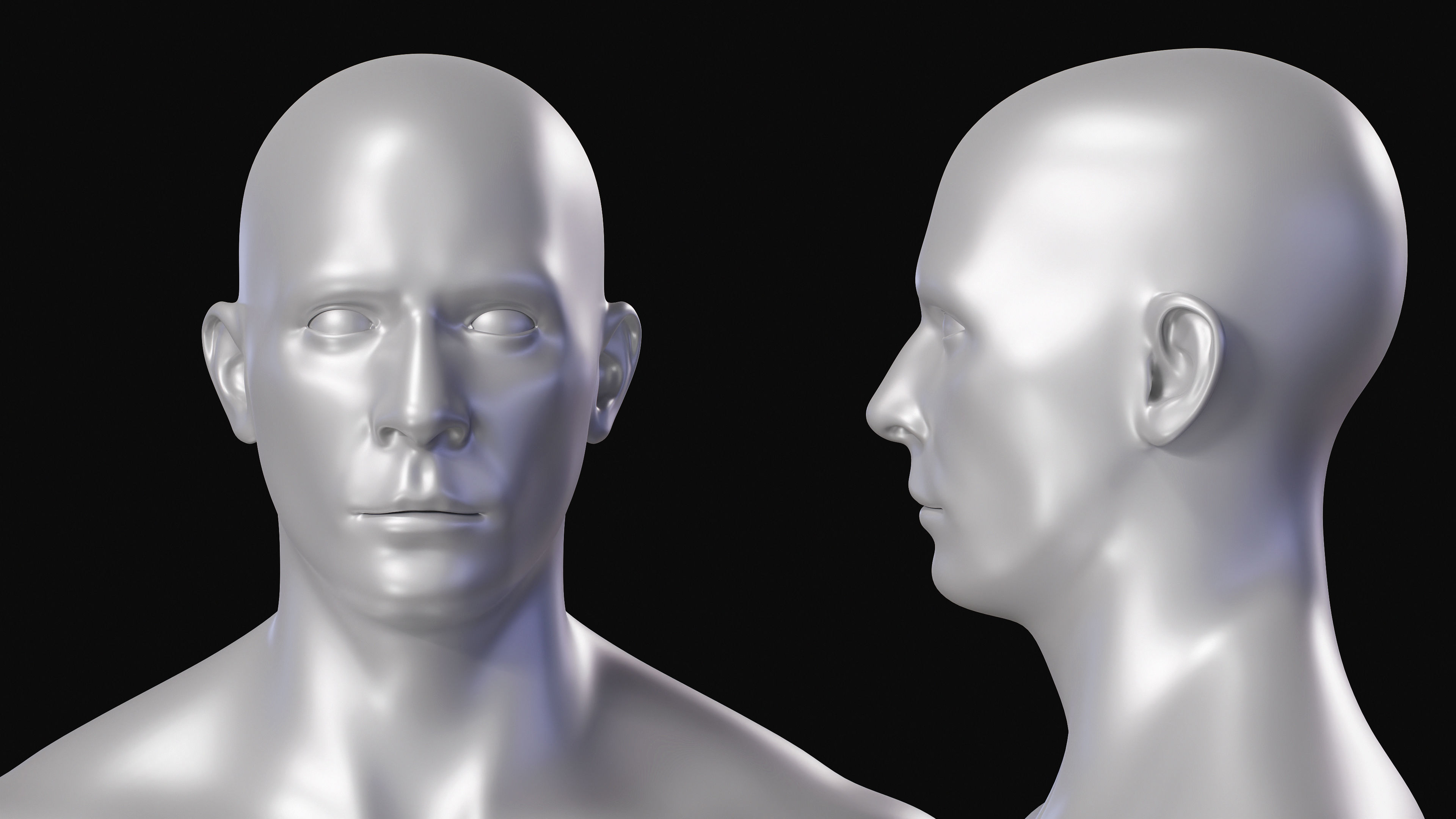 Realistic People Body Base Mesh Set 3D Model Collection_9