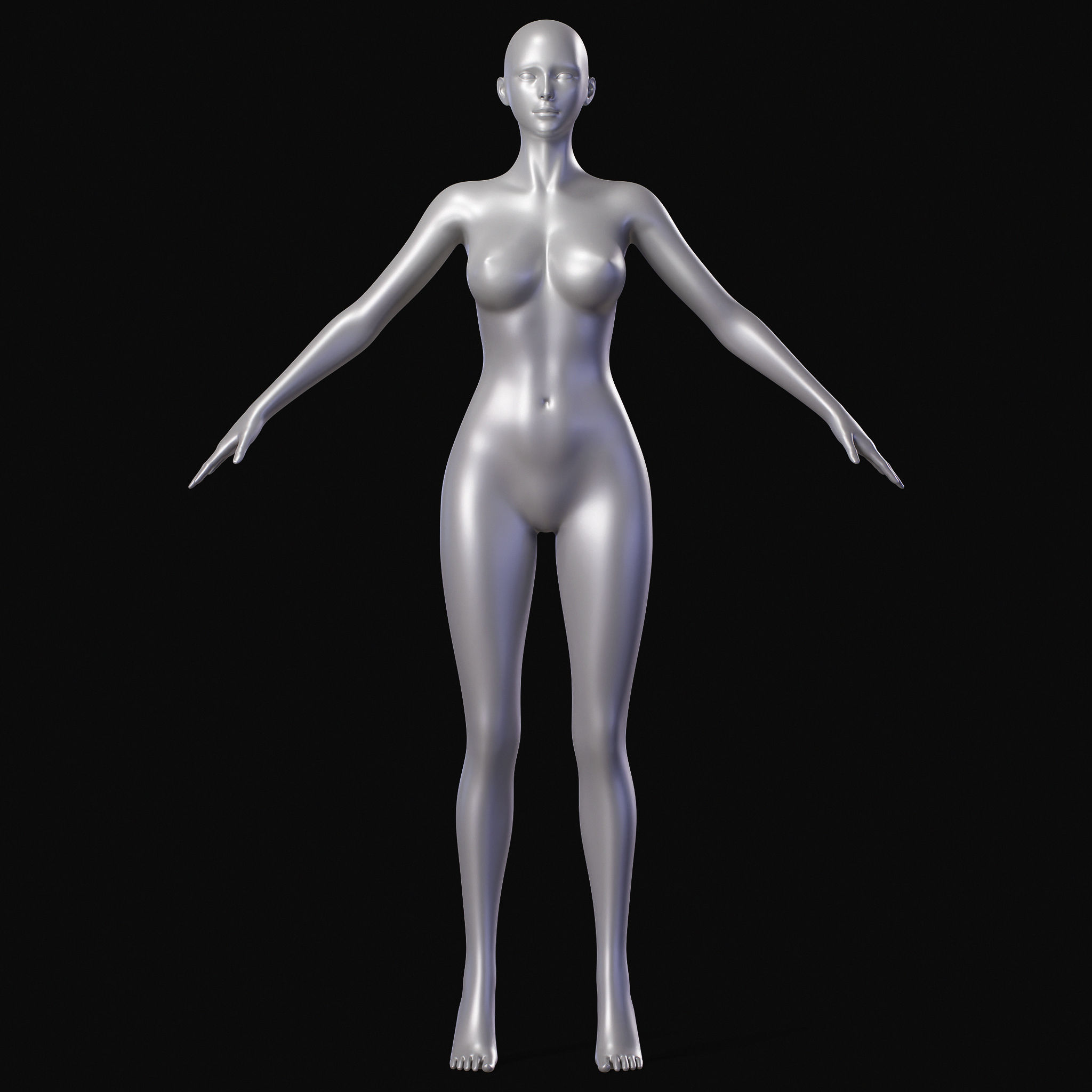 Realistic People Body Base Mesh Set 3D Model Collection_14