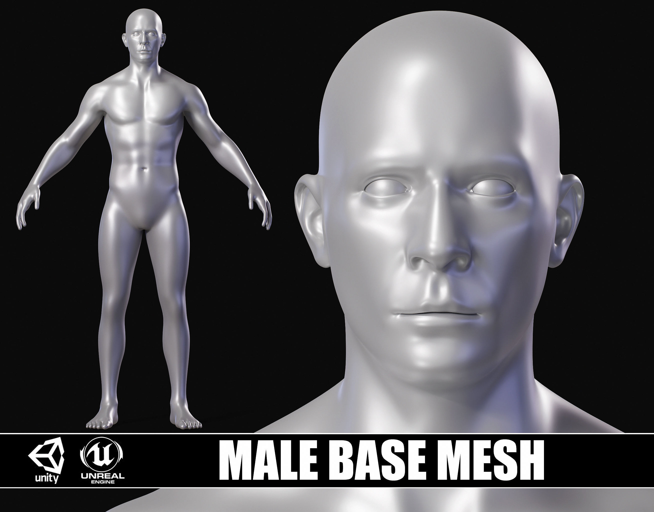 Realistic People Body Base Mesh Set 3D Model Collection_5
