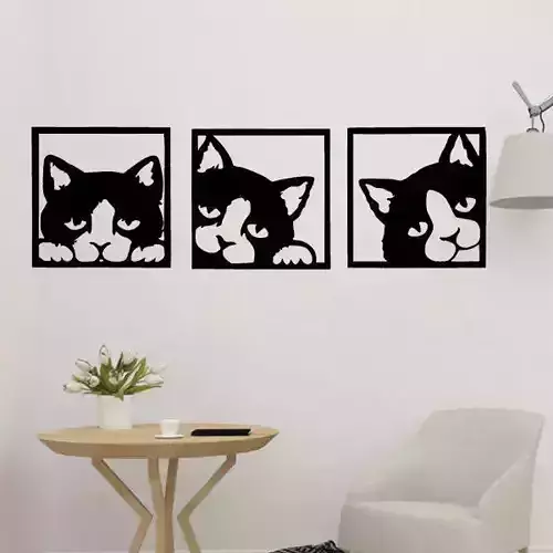 Triple Cat Wall Art 