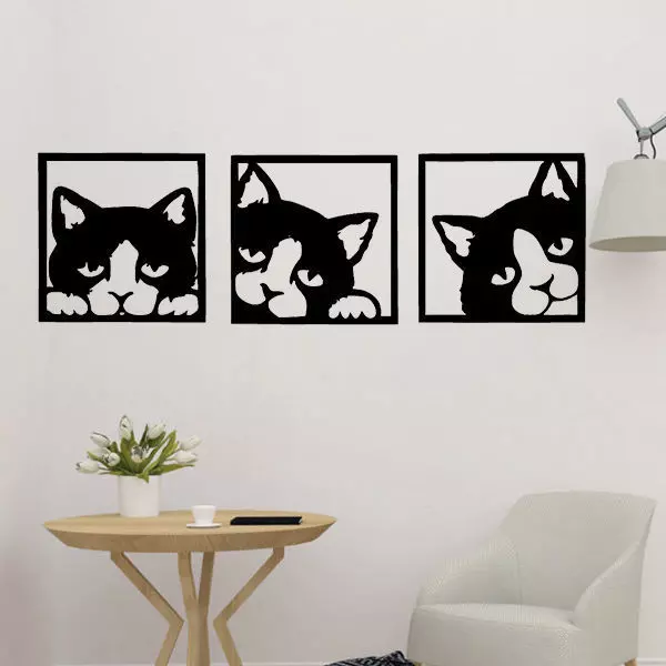 Triple Cat Wall Art  3D print model_0