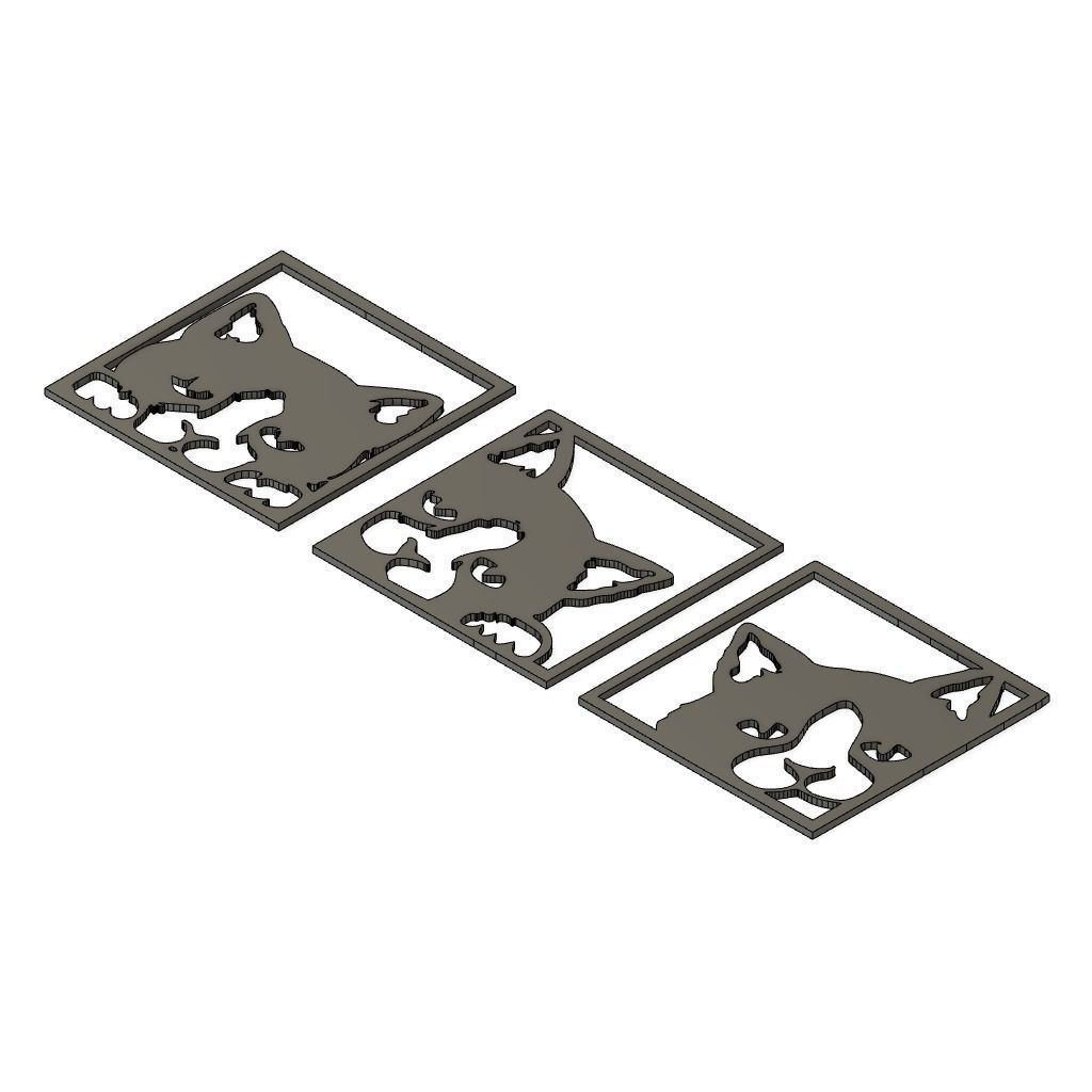 Triple Cat Wall Art  3D print model_1