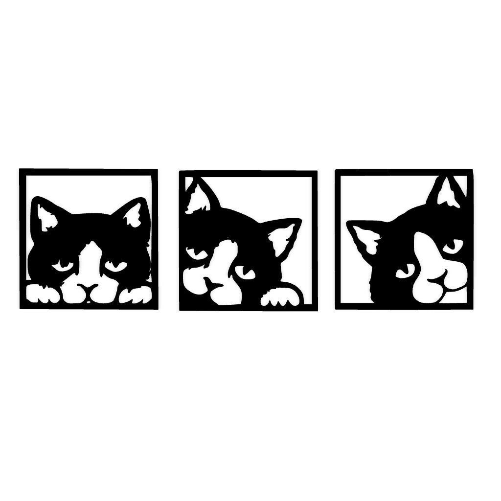 Triple Cat Wall Art  3D print model_2