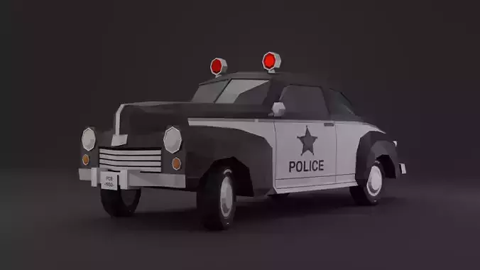 Police Car 1950 Low-poly 3D Model 3D model