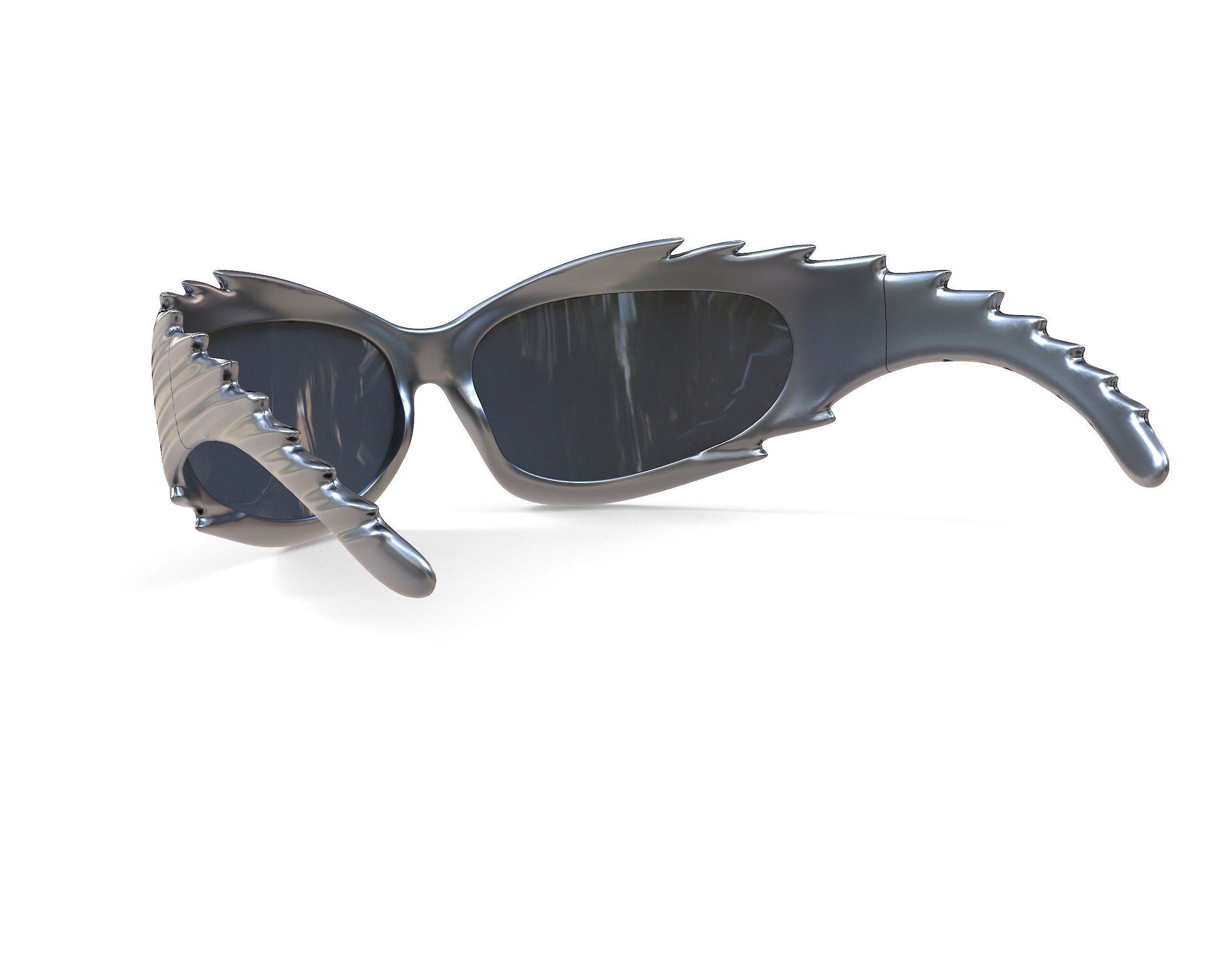 Balenciaga Spike Rectangle Sunglasses Low-poly 3D model_9